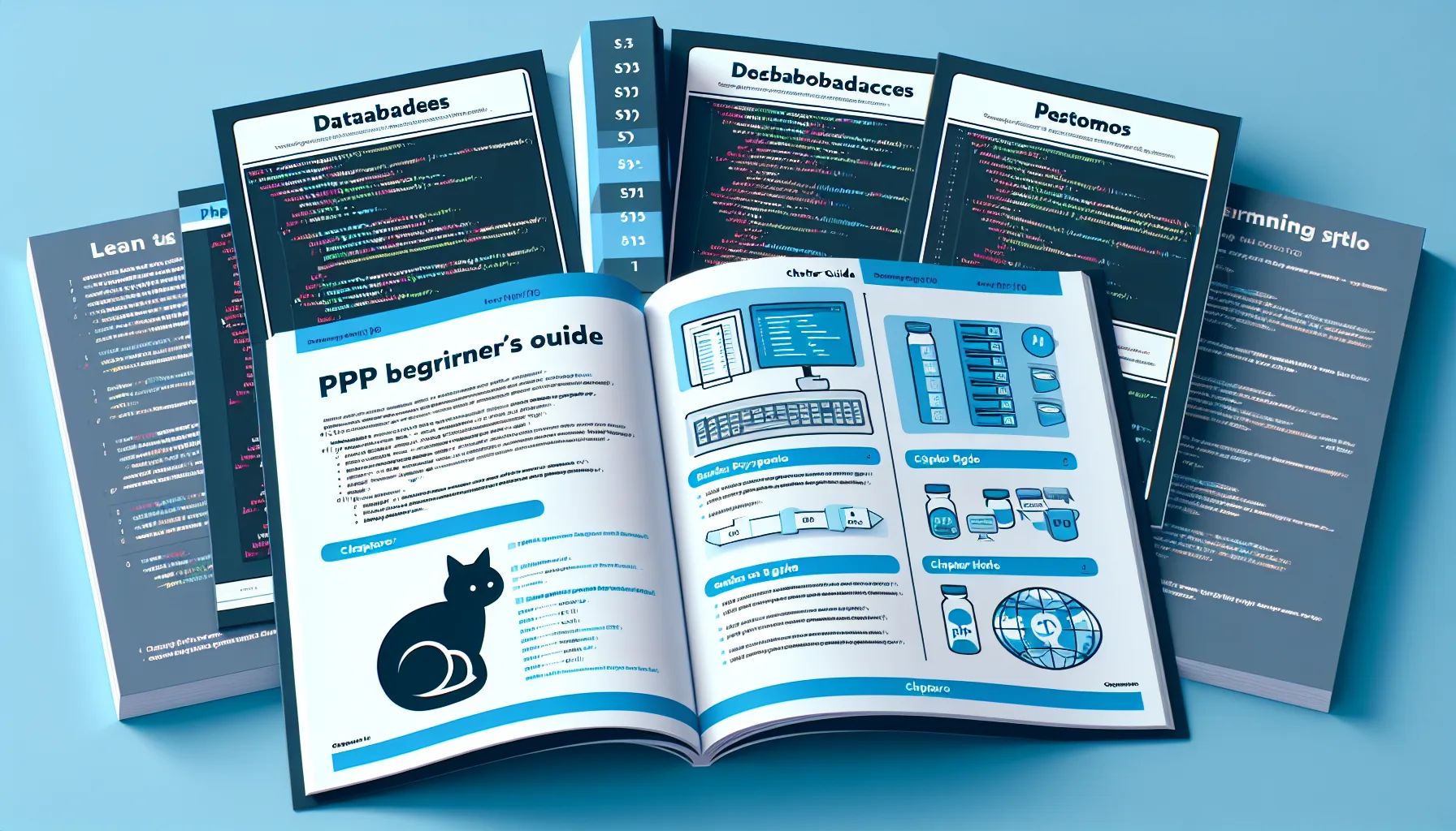 Иллюстрация к статье «PHP с нуля: полное руководство для начинающих программистов» — молодой человек славянской внешности, сосредоточенно обучается программи…