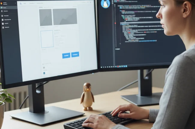 Иллюстрация к статье «WordPress на сервере Linux: Самая понятная инструкция по установке на VPS» — Человек славянской внешности (мужчина или женщина 25-35 ле…