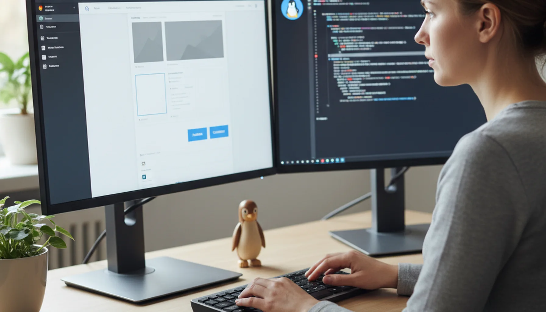 Иллюстрация к статье «WordPress на сервере Linux: Самая понятная инструкция по установке на VPS» — Человек славянской внешности (мужчина или женщина 25-35 ле…