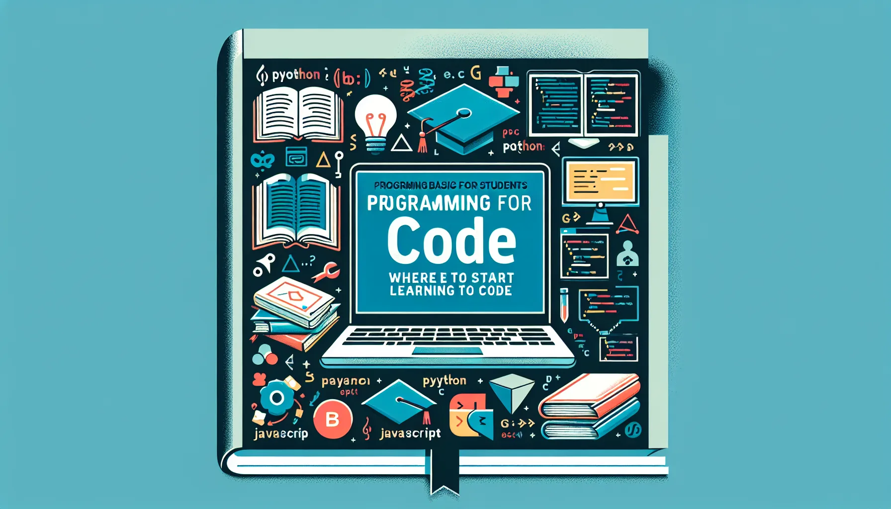 Иллюстрация к статье «Азы программирования для студентов: с чего начать обучение коду» — молодой студент славянской внешности сидит за ноутбуком, изучает осн…