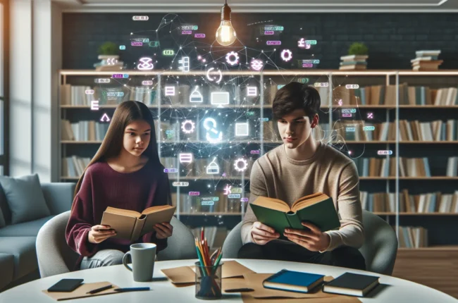 Иллюстрация к статье «Азы программирования для школьников: с чего начать обучение коду» — Группа школьников славянской внешности, мальчики и девочки 10–14 ле…