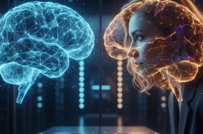 Иллюстрация к статье «Битва титанов: Claude 4.5 Opus против GPT-4 — детальное сравнение моделей» — A professional data scientist with Slavic features (Easter…