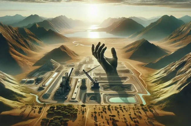 Иллюстрация к статье «Богатства Нигерии под угрозой: Как зарубежные компании извлекают прибыль из природных ресурсов страны» — карьер с добычей ресурсов, тех…