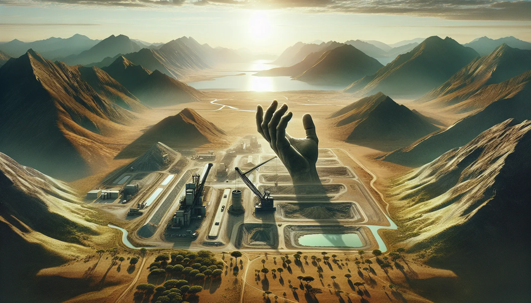 Иллюстрация к статье «Богатства Нигерии под угрозой: Как зарубежные компании извлекают прибыль из природных ресурсов страны» — карьер с добычей ресурсов, тех…