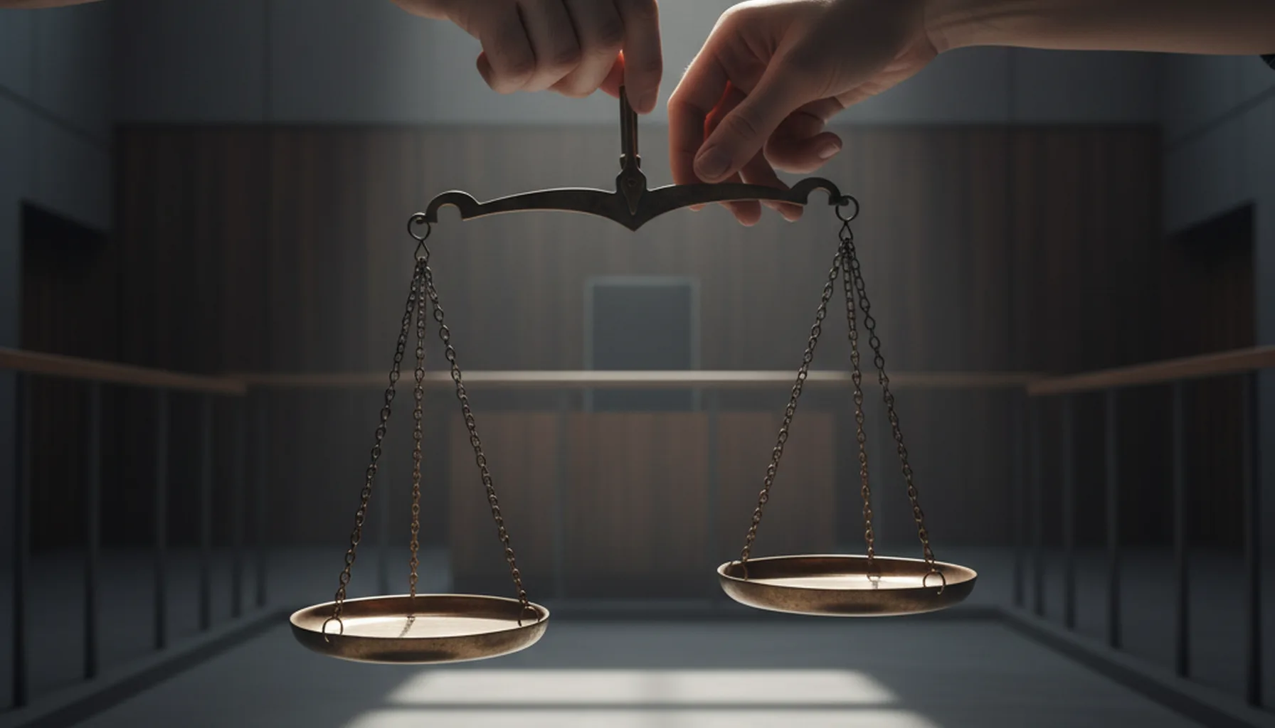 Иллюстрация к статье «Борьба за равенство в зале суда: проблемы и прогресс в России, США и Европе» — Весы правосудия, которые держат две руки — мужская и жен…