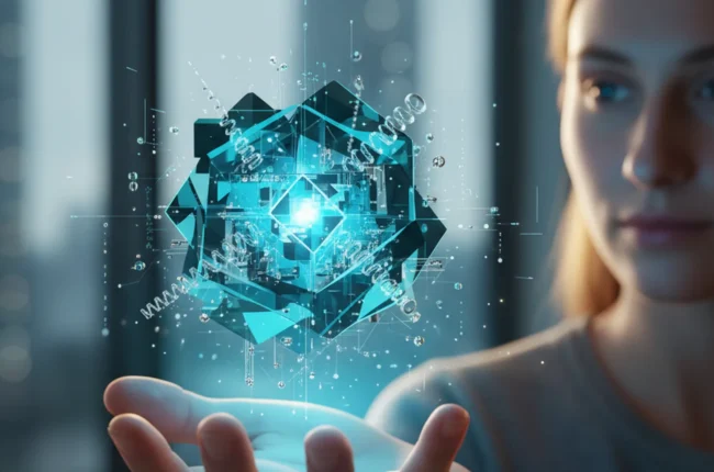 Иллюстрация к статье «Почему все говорят о Manus AI? Главные фишки и конкурентные отличия платформы» — A professional person of Slavic appearance (Eastern Eu…