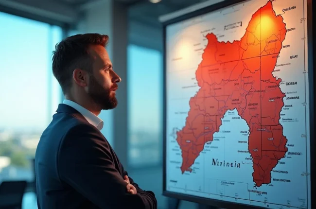 Иллюстрация к статье «Проблемы нефтяного сектора Нигерии: потеря национальных богатств» — core idea from title, professional setting, clean centered composit…