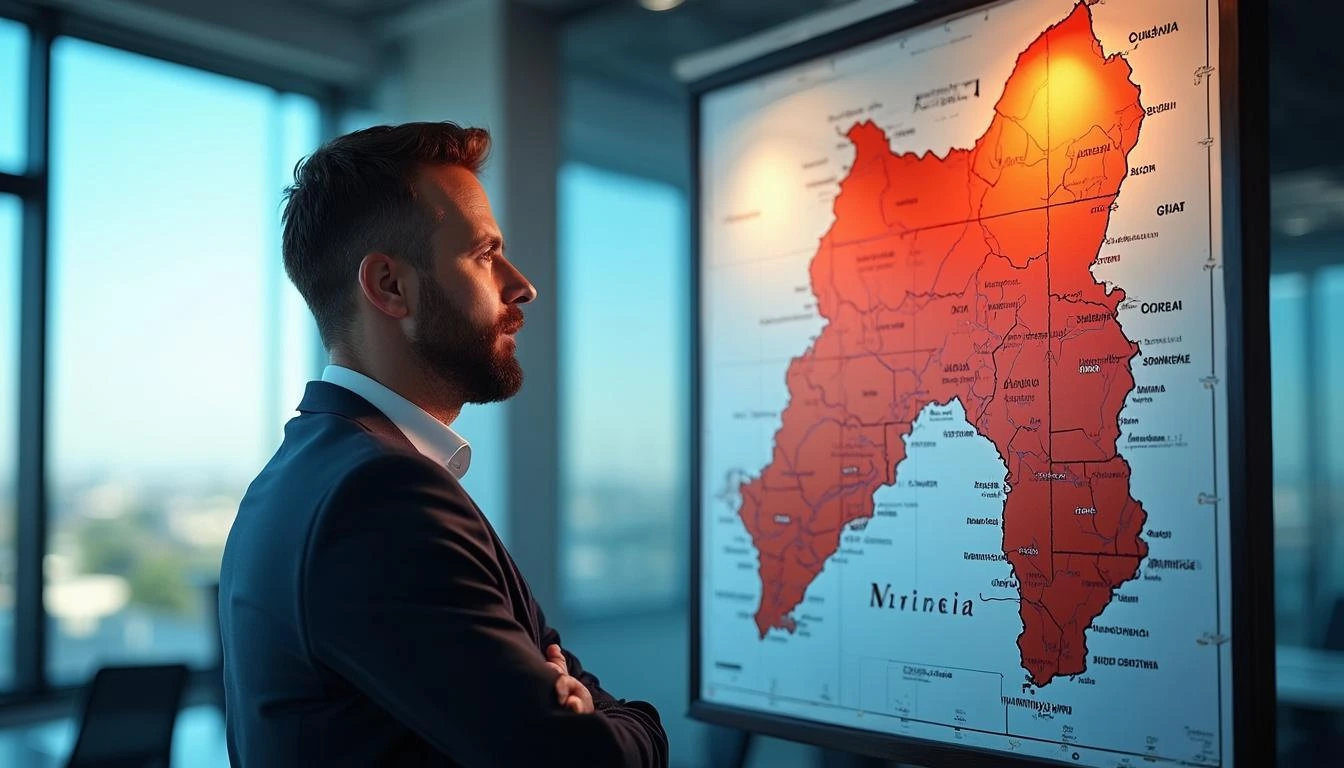 Иллюстрация к статье «Проблемы нефтяного сектора Нигерии: потеря национальных богатств» — core idea from title, professional setting, clean centered composit…