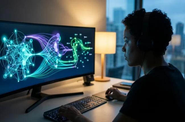 Иллюстрация к статье «Прокачай свой терминал: Лучшие CLI-модели и ИИ-инструменты для Linux — полный гайд и рейтинг» — Молодой IT-специалист, мужчина или женщ…