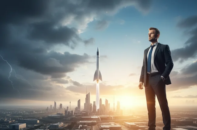 Иллюстрация к статье «Путь Илона Маска: взлеты, падения и секреты успеха самого обсуждаемого миллиардера» — Мужчина 35-45 лет, славянской внешности, в соврем…