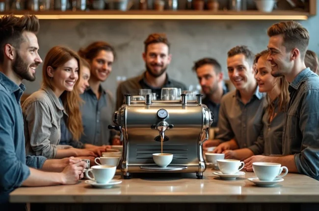 Иллюстрация к статье «Топ-10 лучших кофеен Москвы для ценителей качественного кофе» — core idea from title, professional setting, clean centered composition,…