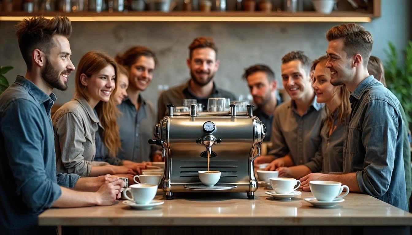 Иллюстрация к статье «Топ-10 лучших кофеен Москвы для ценителей качественного кофе» — core idea from title, professional setting, clean centered composition,…