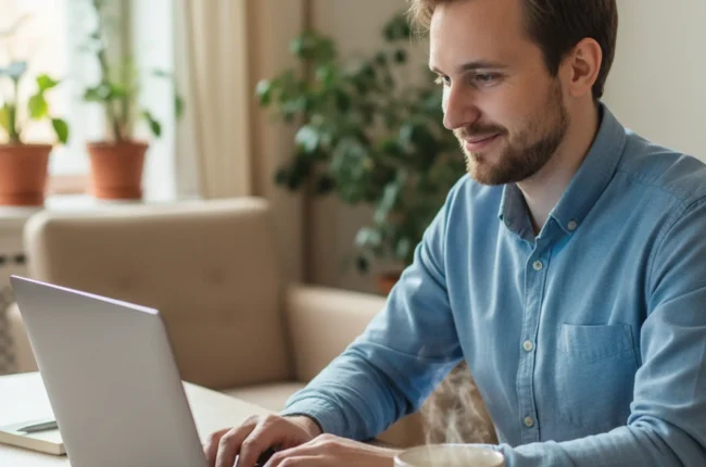 Иллюстрация к статье «Установка Kimi CLI для новичков: Простой способ через Homebrew» — A young professional of Slavic appearance (Eastern European features)…