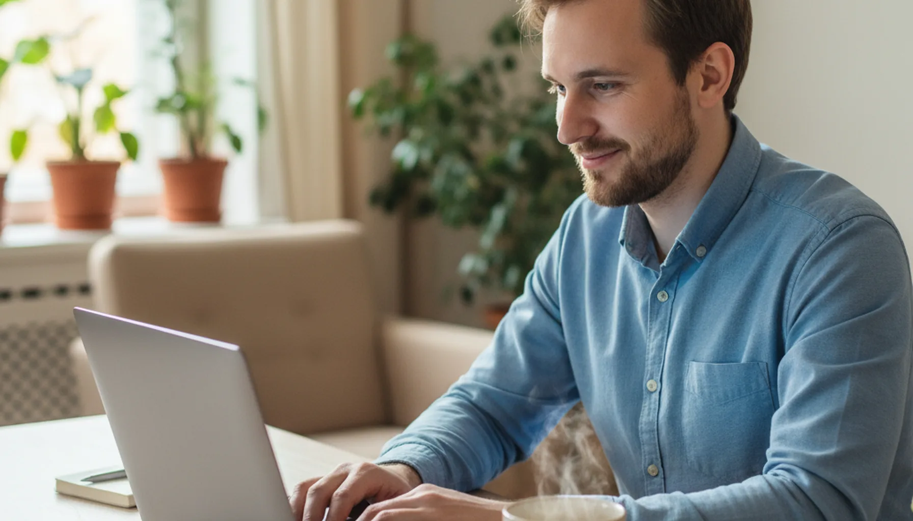 Иллюстрация к статье «Установка Kimi CLI для новичков: Простой способ через Homebrew» — A young professional of Slavic appearance (Eastern European features)…