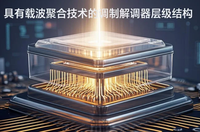 Иллюстрация к статье «Иерархия модемов с агрегацией частот: полный обзор технологий» — core idea from title, professional setting, clean centered composition…